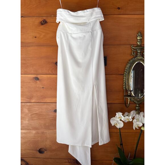 NWT Lulus Fabulous Phenomenon White Strapless Bow Midi Dress Gala Banquet Size M - Picture 2 of 9
